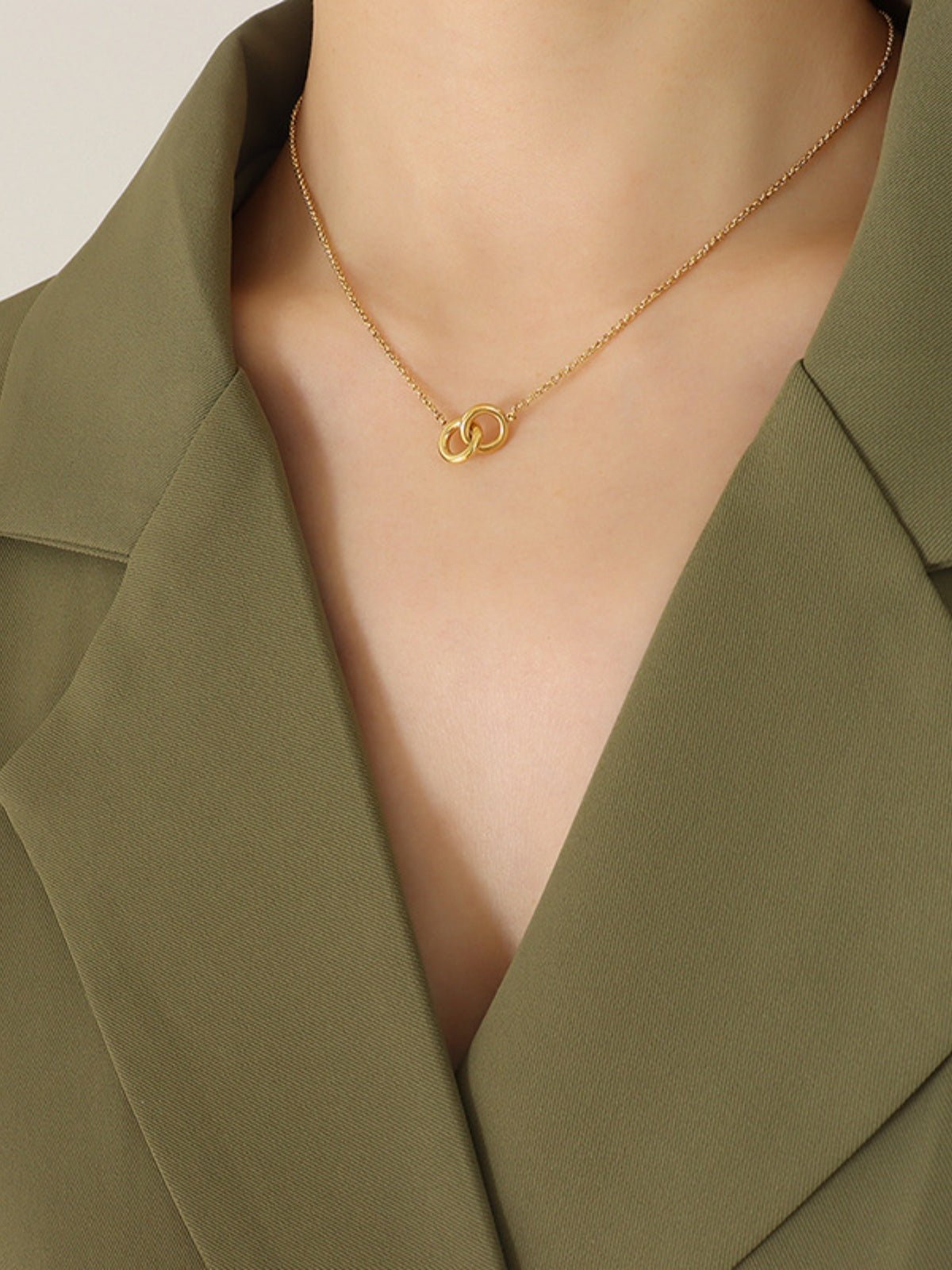 18K Gold - Plated Titanium Steel Hoop Pendant Necklace - Cart Retail