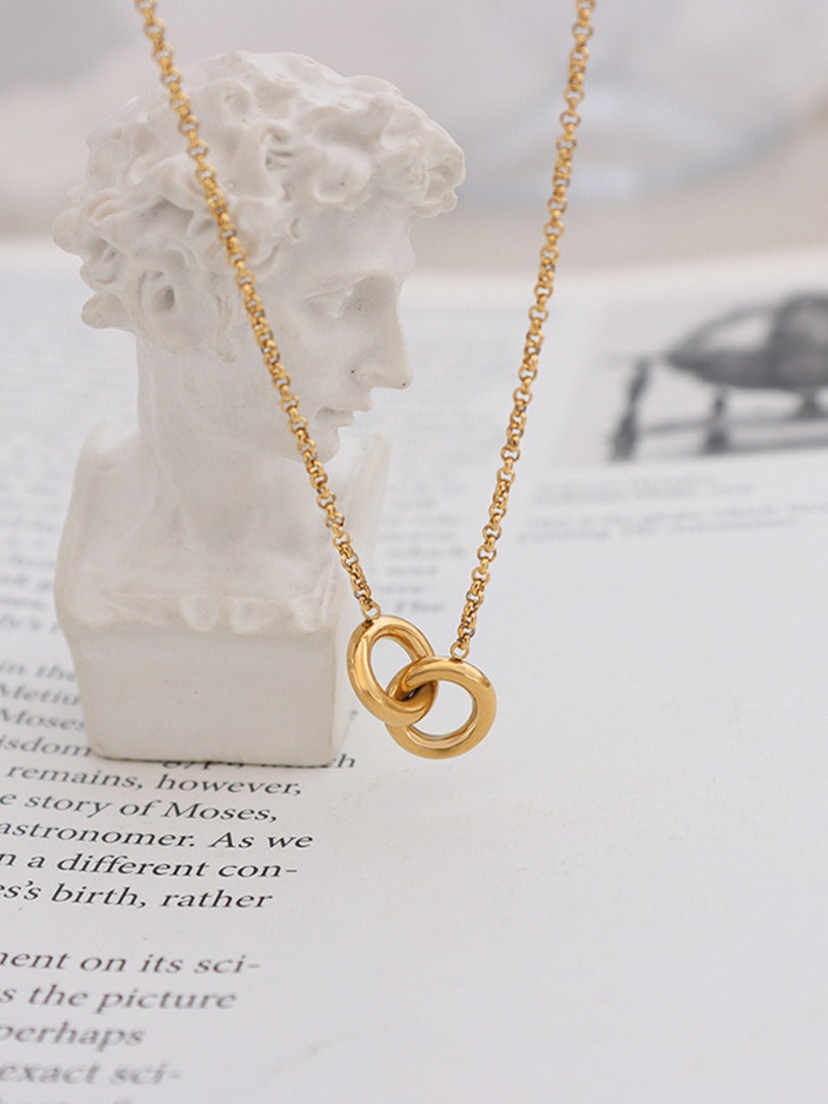 18K Gold - Plated Titanium Steel Hoop Pendant Necklace - Cart Retail