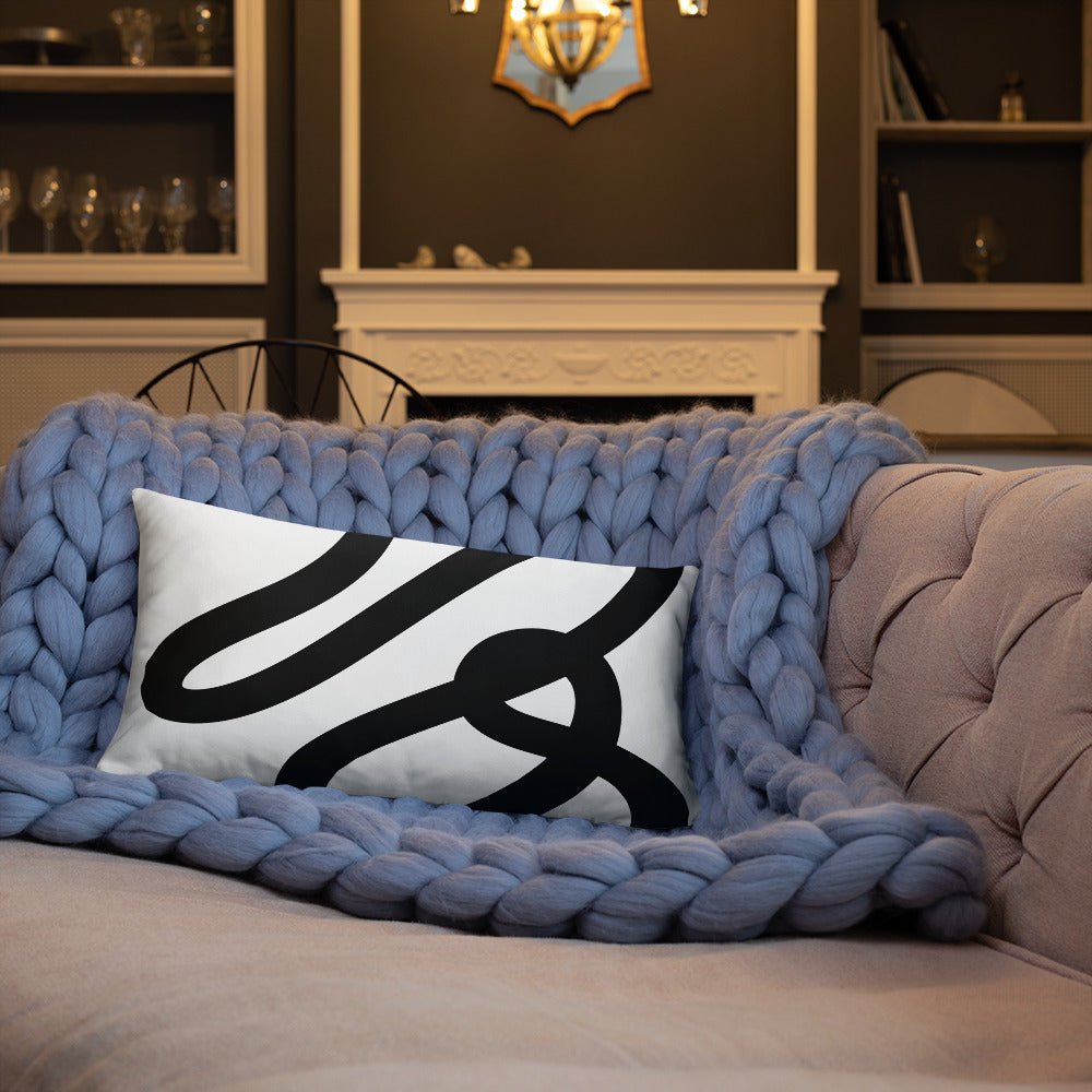 White pillow with black hand designed graphic - Cart Retail