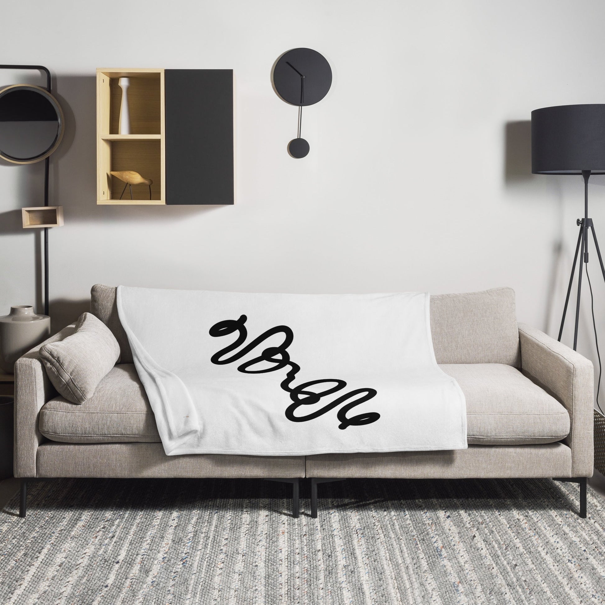 Black Hand Designed Graphic Print Throw Blanket - Cart Retail