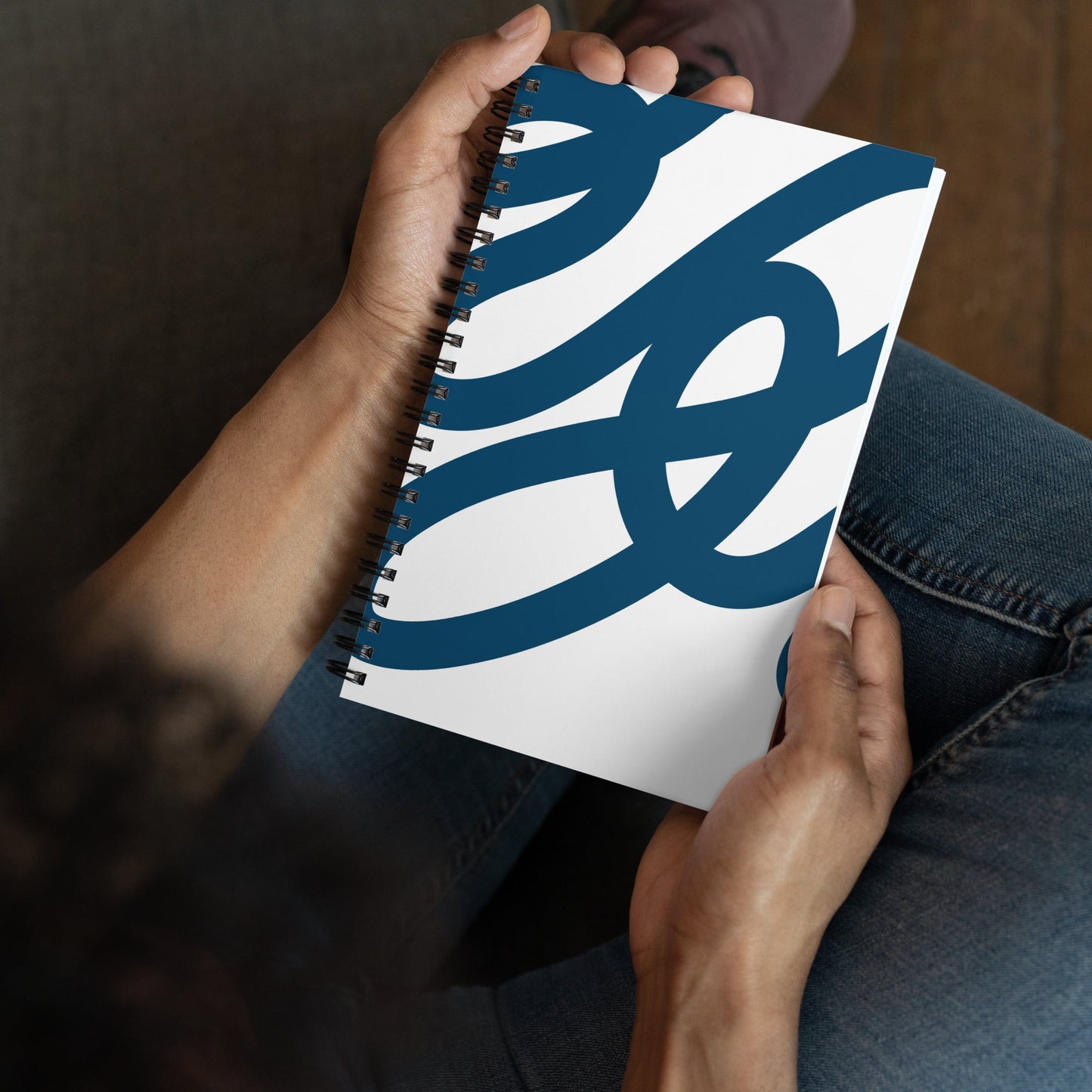 Blue Hand Designed Graphic Print Spiral Blank Notebook - Cart Retail