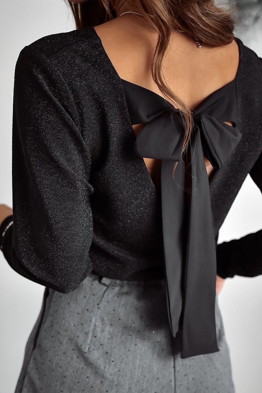 Bowknot V - Neck Long Sleeve Blouse - Cart Retail