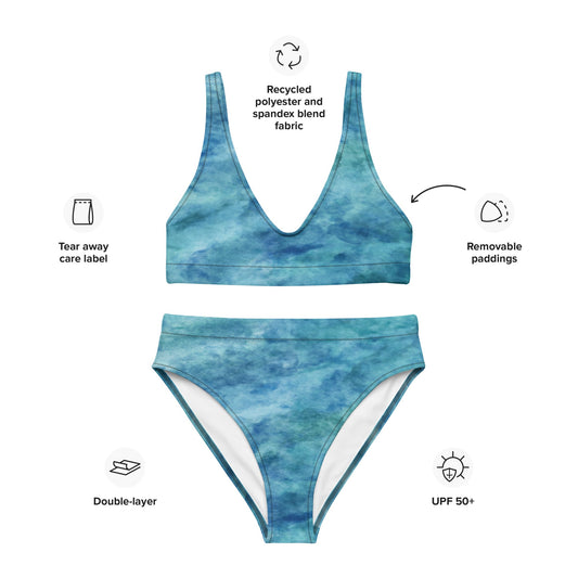 "Painted by the Sea" Recycled High - waisted Bikini - Cart Retail