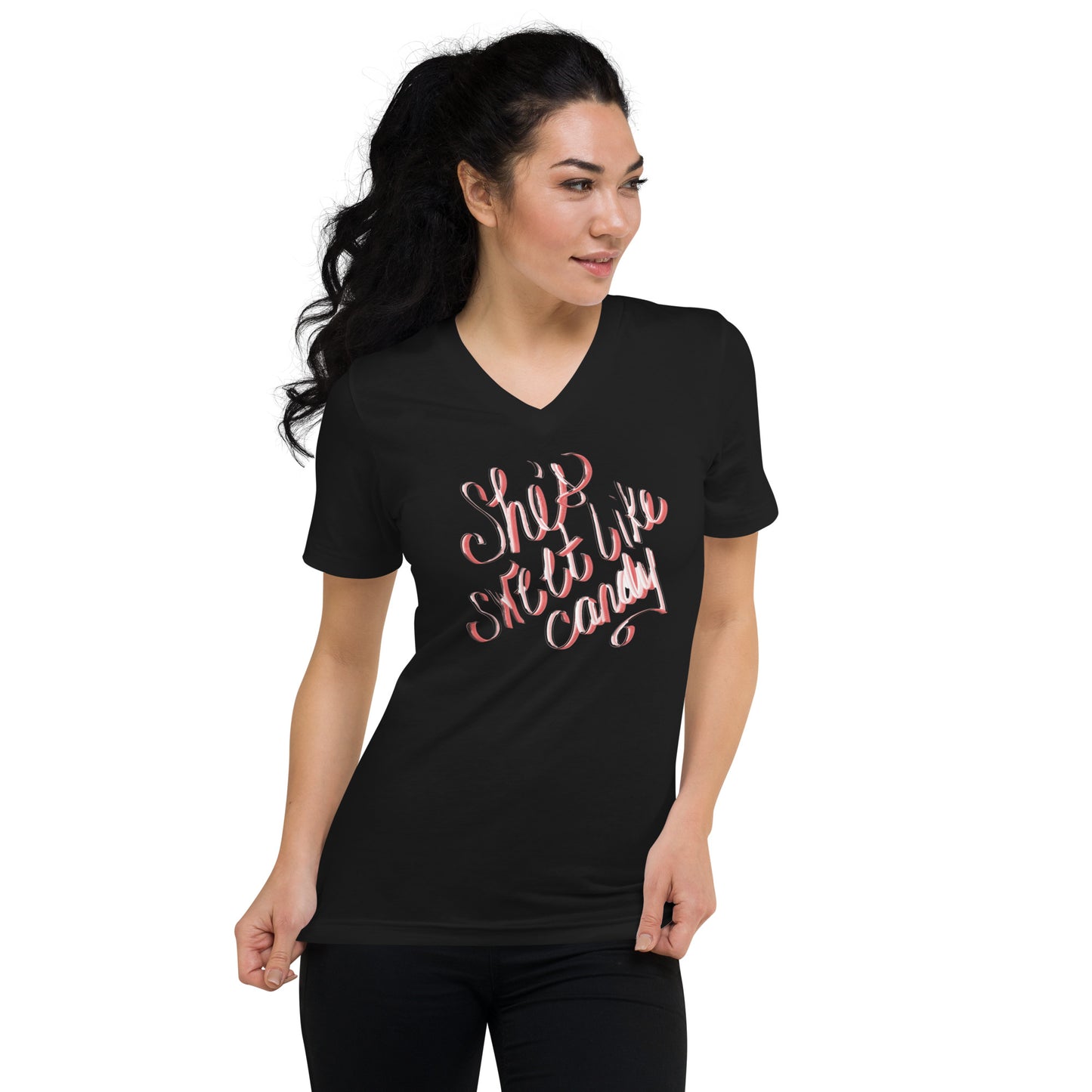 She's sweet like Candy Unisex Short Sleeve V-Neck T-Shirt