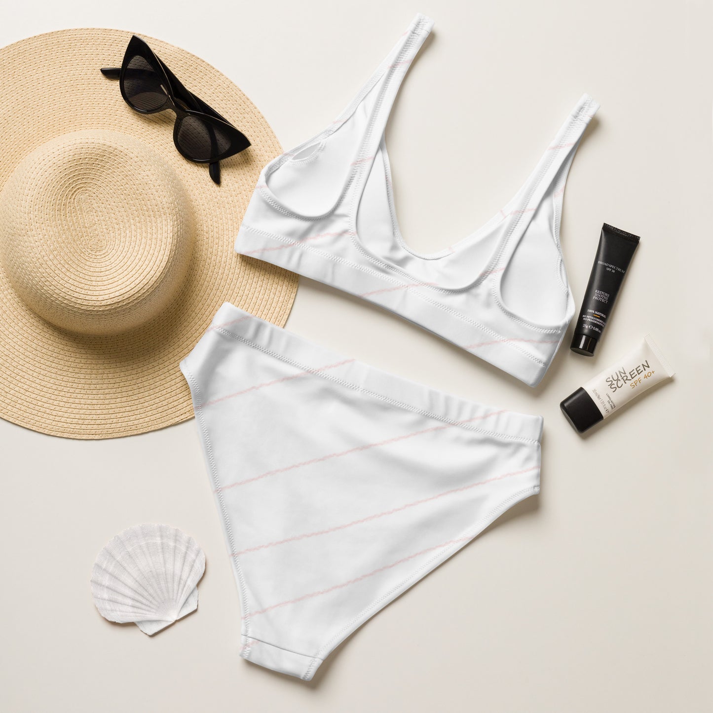 “Florid Stripe” Recycled High-waisted Bikini