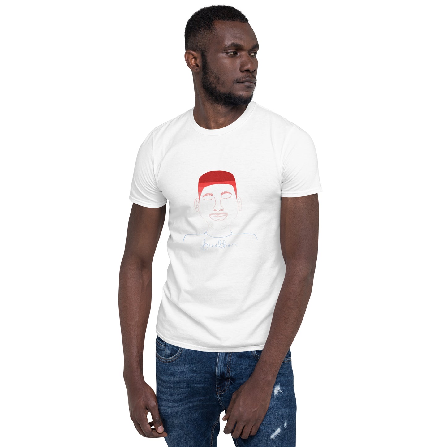 “Breathe” White Short-Sleeve Unisex T-Shirt