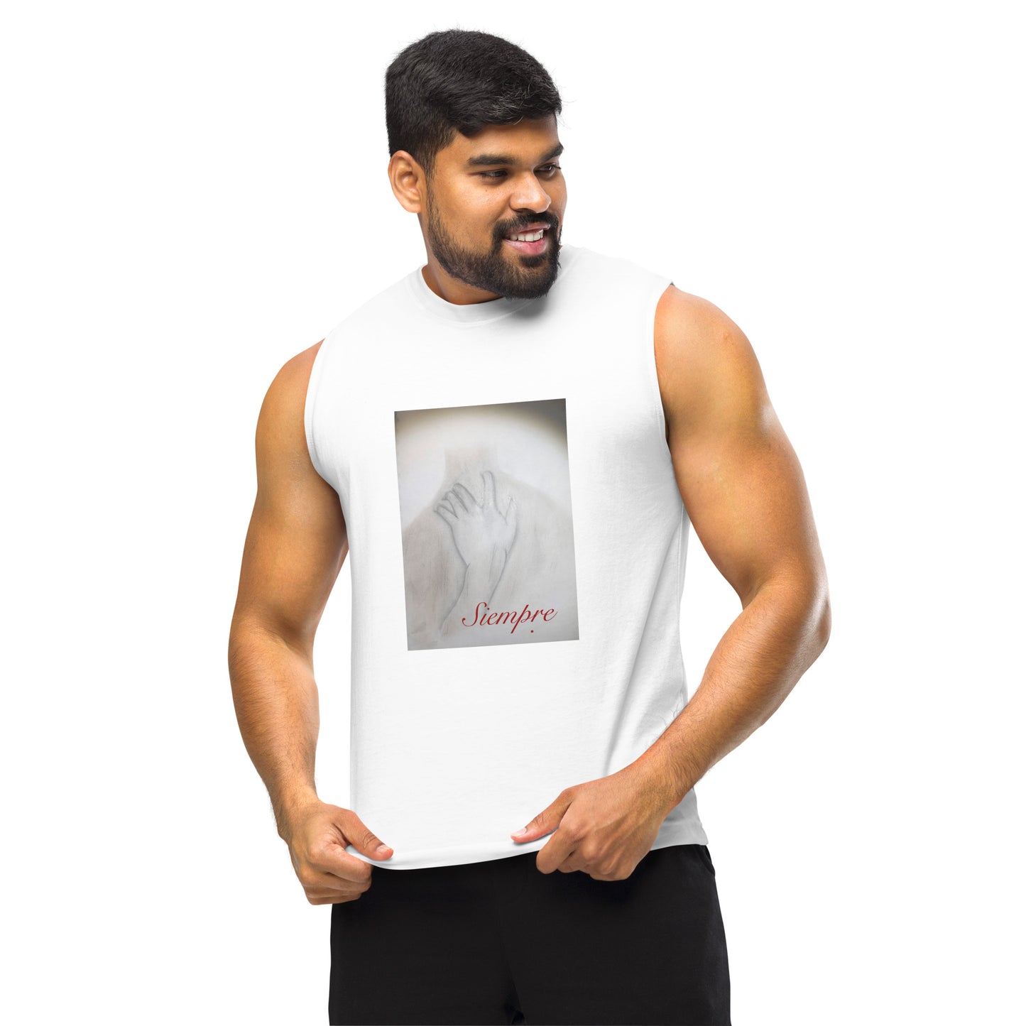 White Muscle Shirt with quote “Forever”