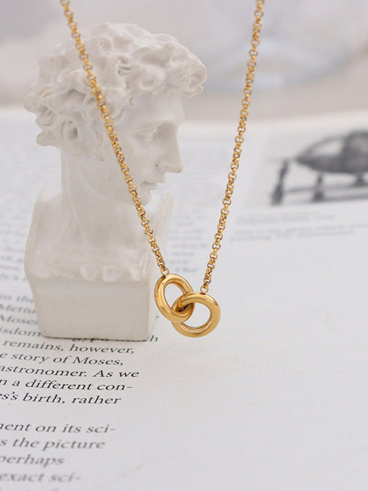 18K Gold - Plated Titanium Steel Hoop Pendant Necklace - Cart Retail