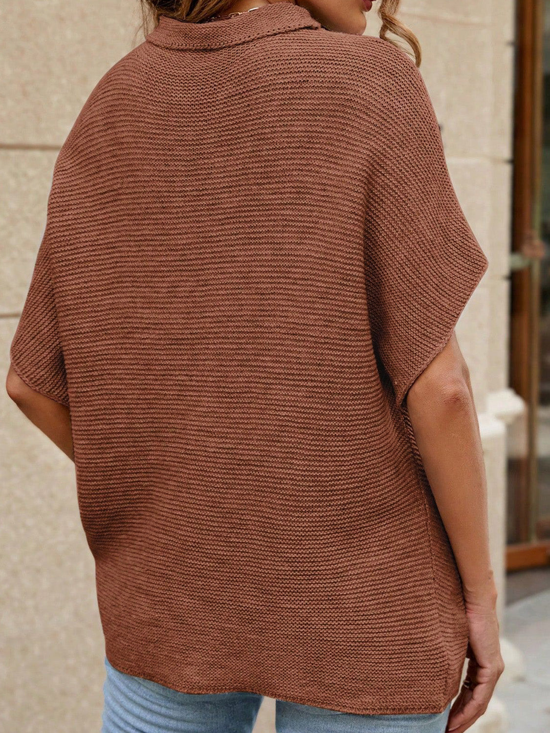 Mock Neck Short Sleeve Sweater Chestnut Cart Retail