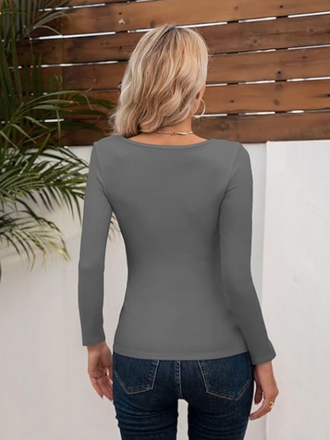 Asymmetrical Neck Long Sleeve T-Shirt - Cart Retail