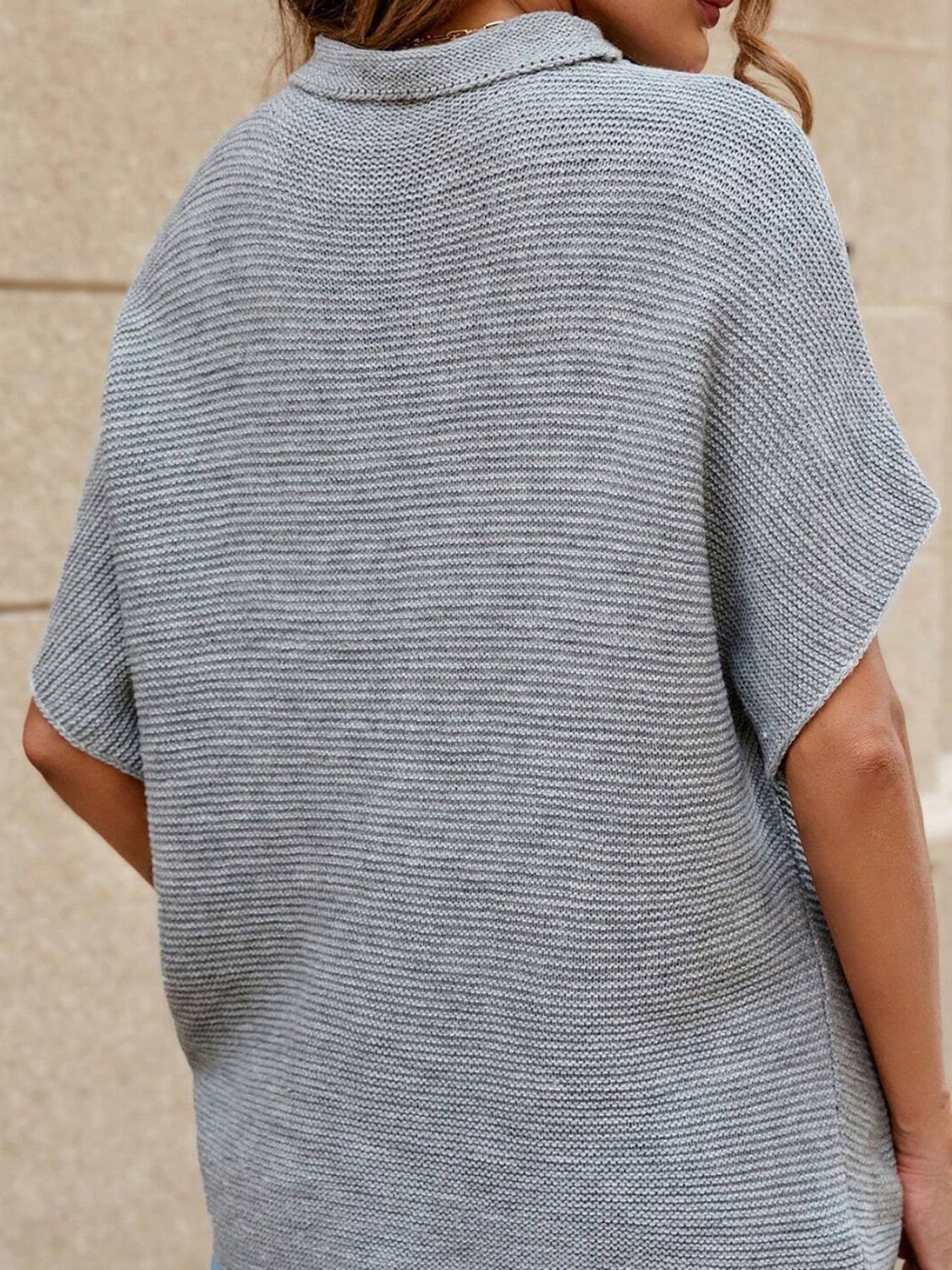 Mock Neck Short Sleeve Sweater in Cloudy Blue - Cart Retail