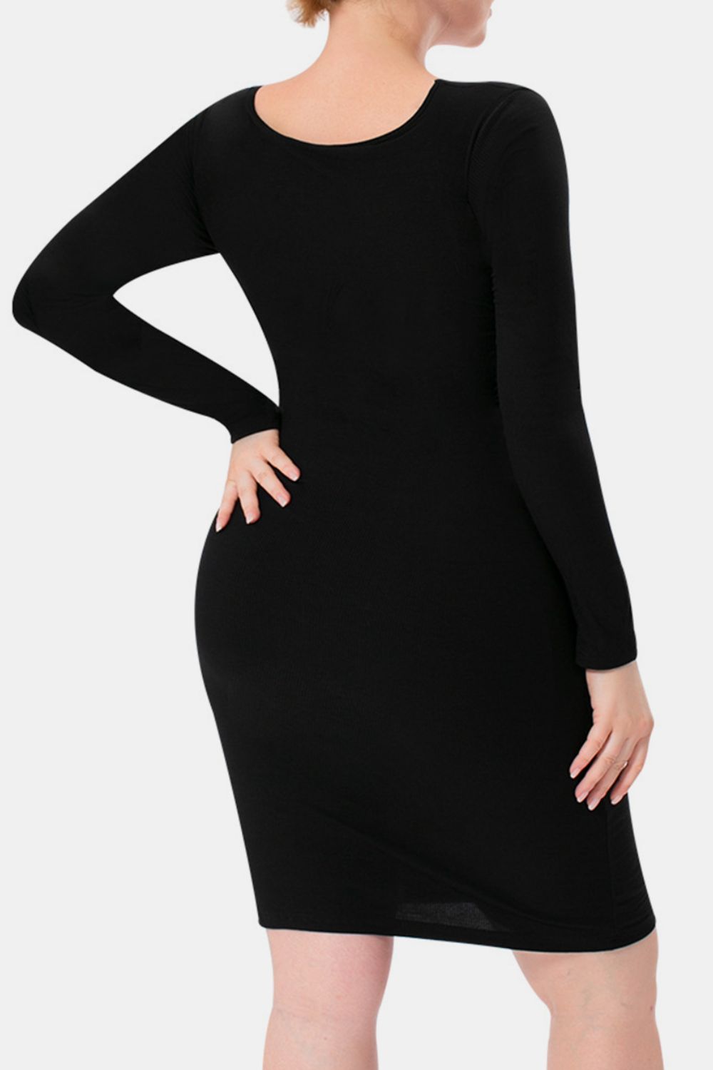 Basic Bae Full Size Built - In Shapewear Square Neck Long Sleeve Dress - Cart Retail