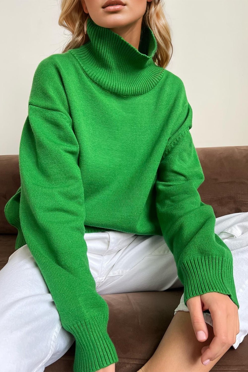 Basic Bae Turtleneck Dropped Shoulder Long Sleeve Sweater - Cart Retail