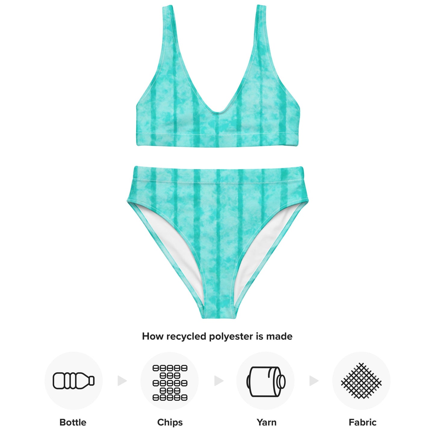 "Blue Striped Suit" Recycled High - waisted Bikini - Cart Retail