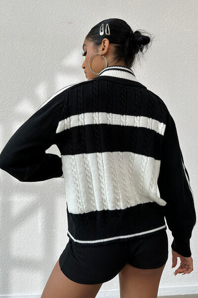 Cable - Knit Color Block Raglan Sleeve Cardigan - Cart Retail