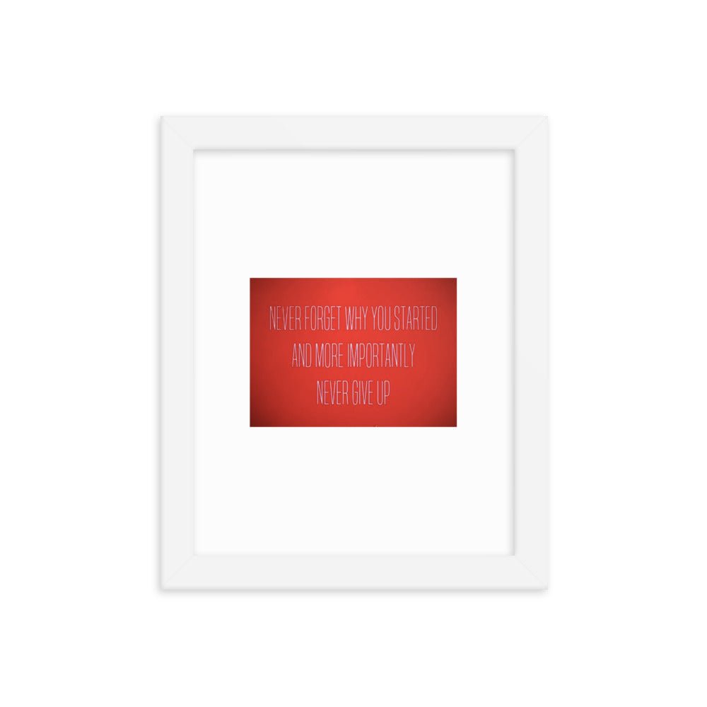 "Never Give Up" Framed poster - Cart Retail