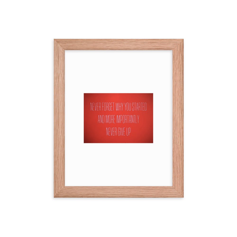 "Never Give Up" Framed poster - Cart Retail