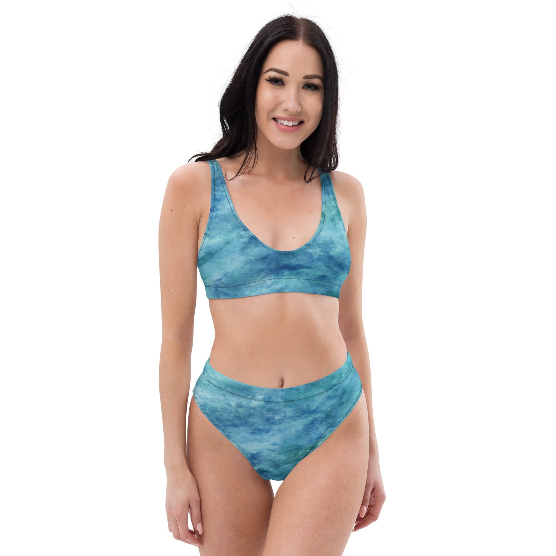 "Painted by the Sea" Recycled High - waisted Bikini - Cart Retail