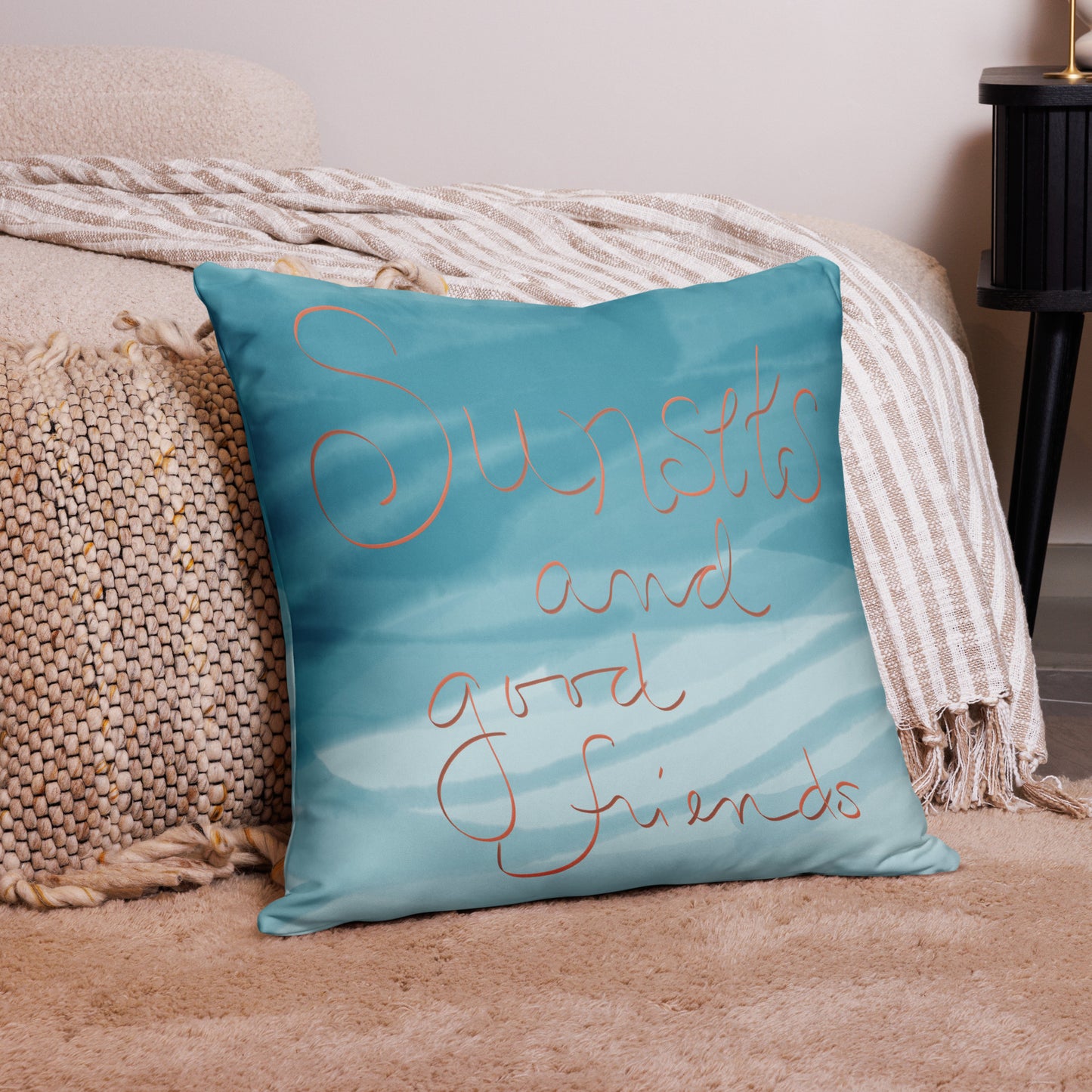"Sunsets and Good Friends" Basic Pillow