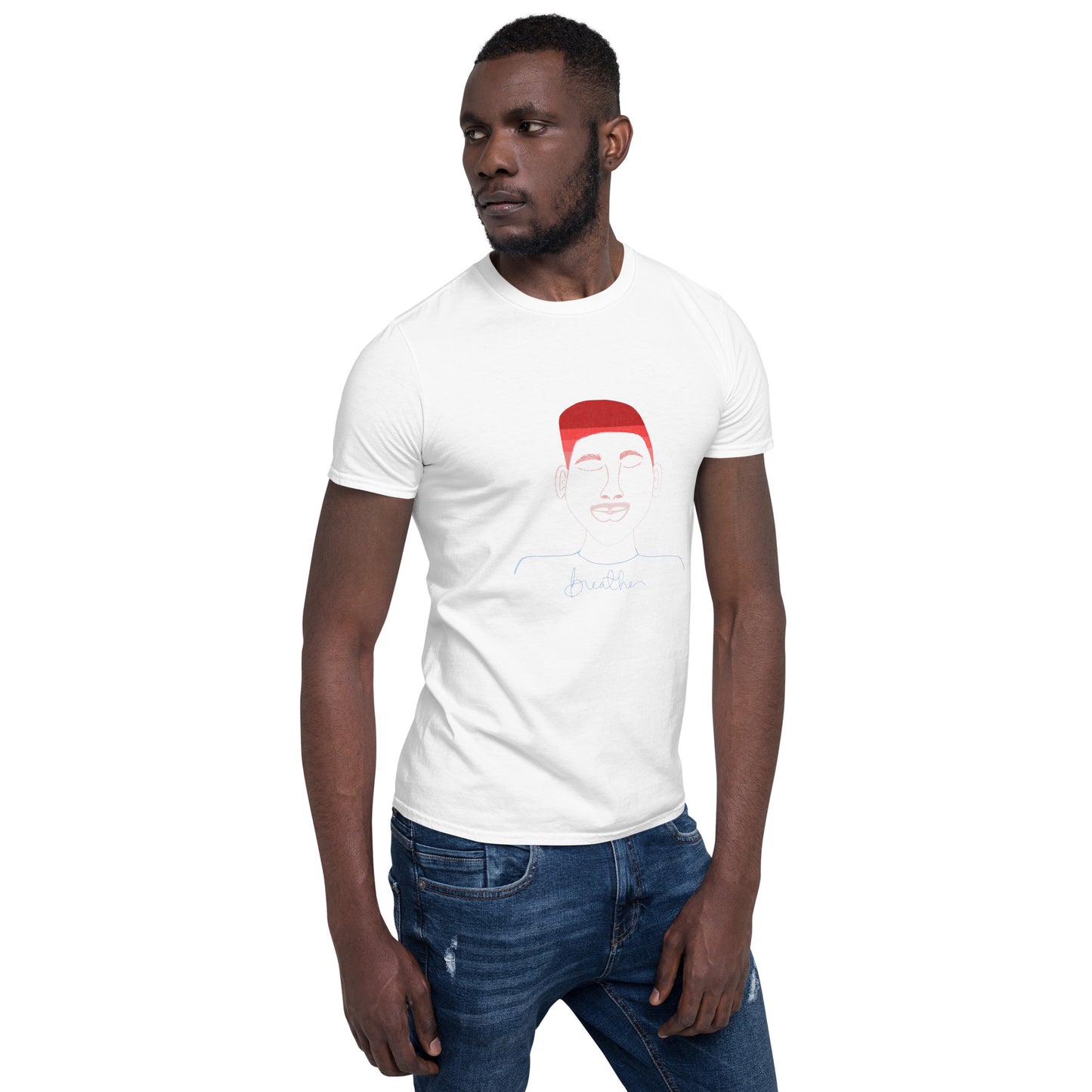 “Breathe” White Short-Sleeve Unisex T-Shirt